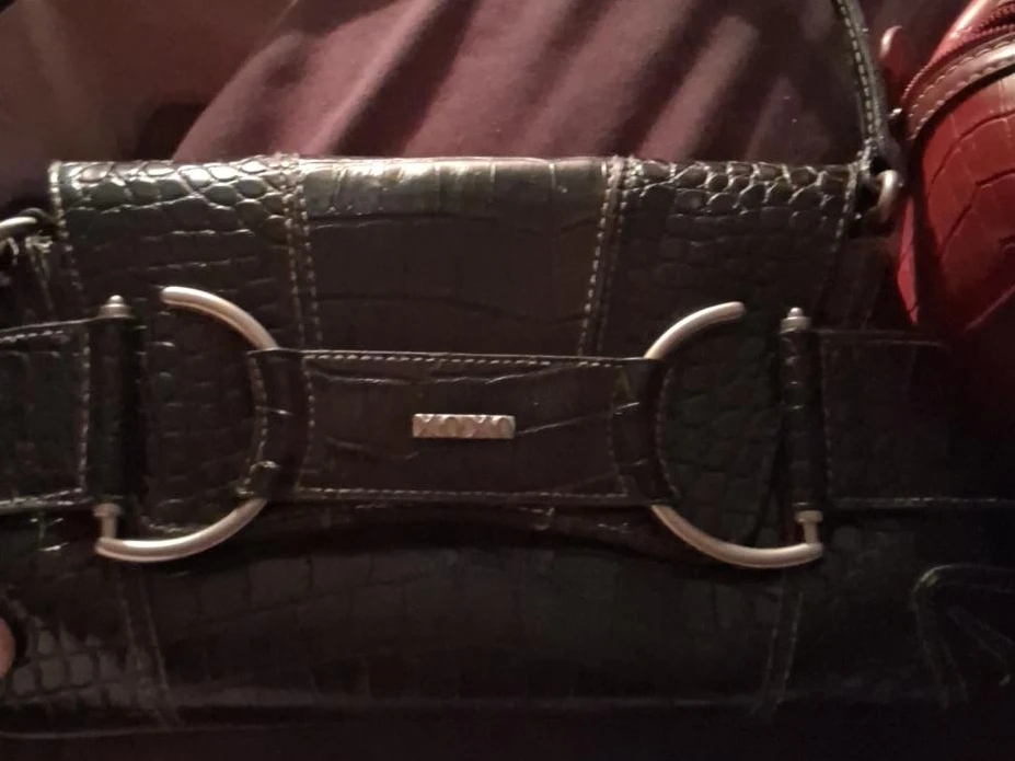 Black Crocodile Embossed Handbag