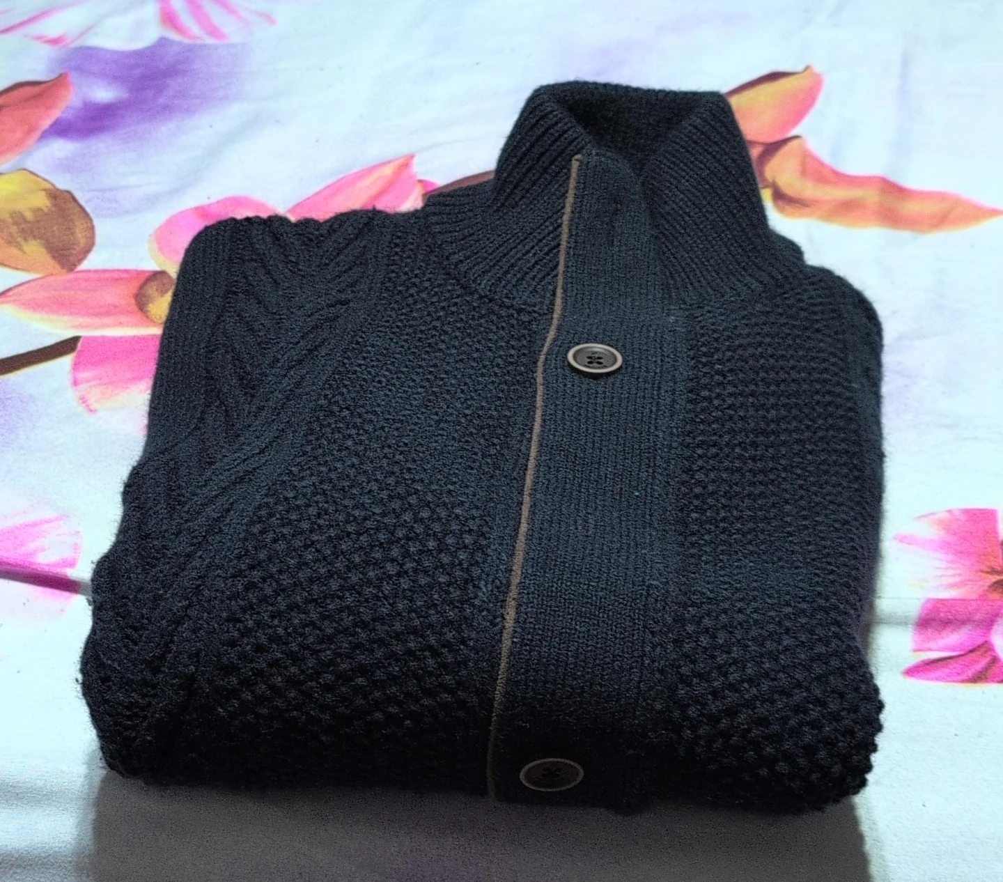 Navy Blue Knit Cardigan image indicator(1)