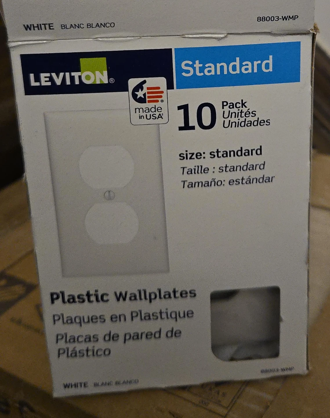 Leviton Standard Plastic Wallplates - 10 Pack - White thumbnail