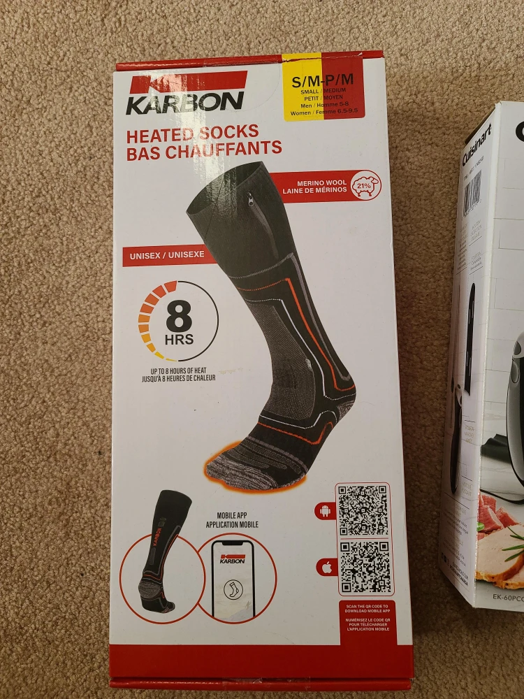 Karbon Heated Socks S/M - New in Box
