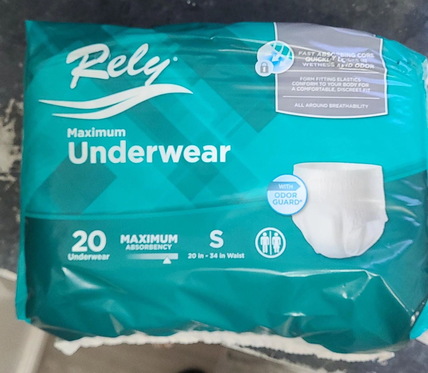 Rely Maximum Underwear - Size S (20-34in Waist)