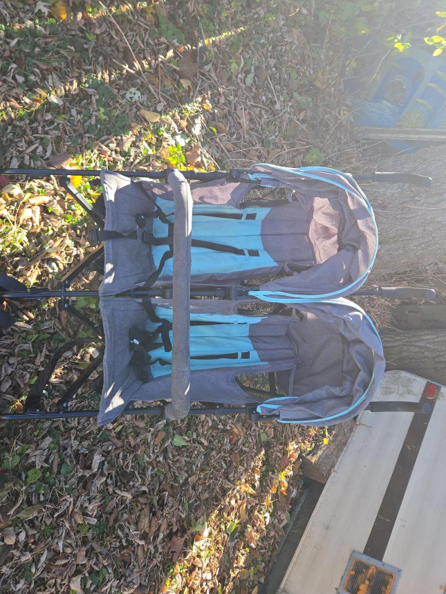 Double Stroller - Gray and Turquoise