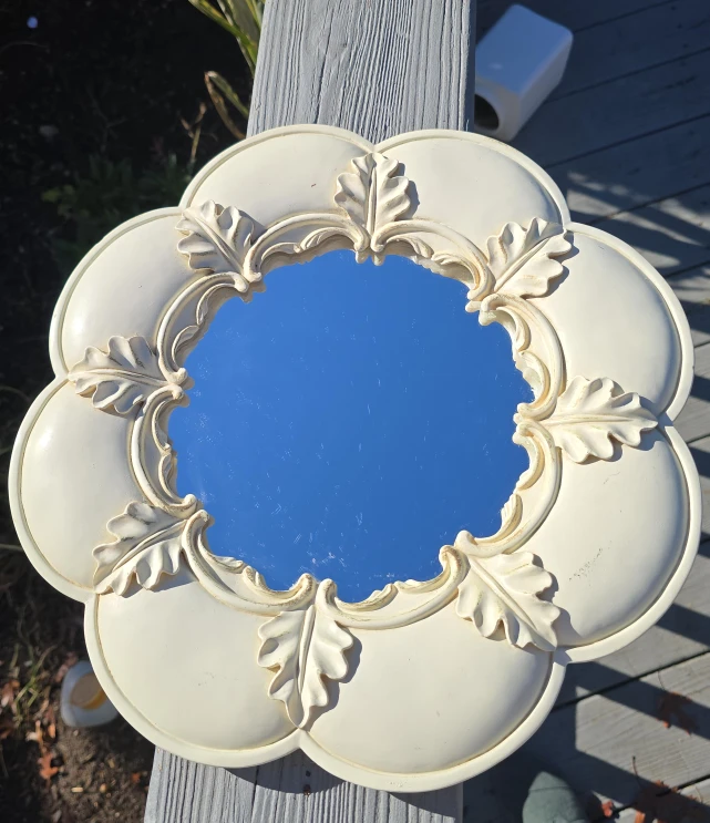 Decorative Scalloped Mirror with Leaf Accents