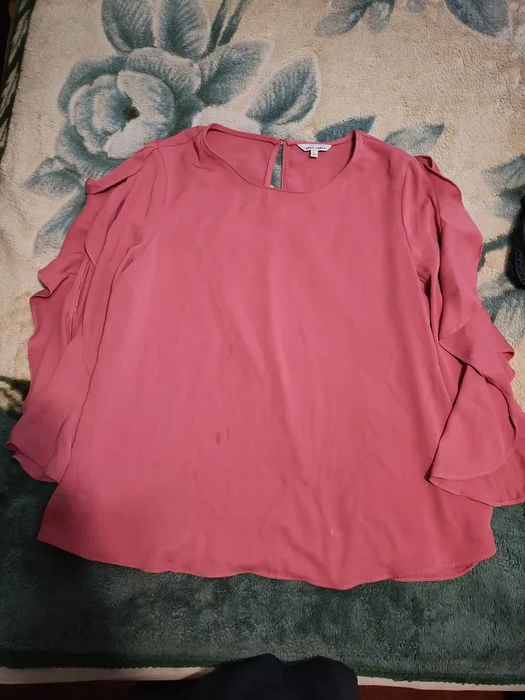 Cassie & Claire Pink Ruffle Sleeve Blouse - Size L