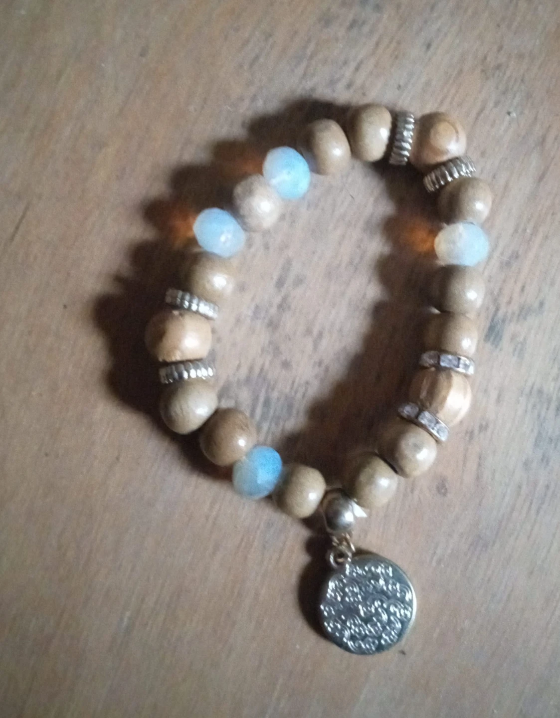 Beaded Stretch Bracelet with Charm