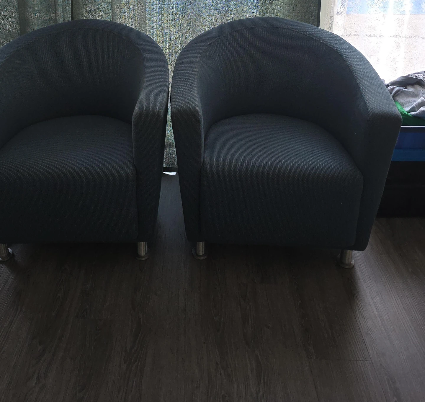 Pair of Modern Blue Grey Armchairs