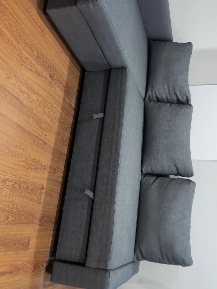 Grey Sectional Sofa with Pillows