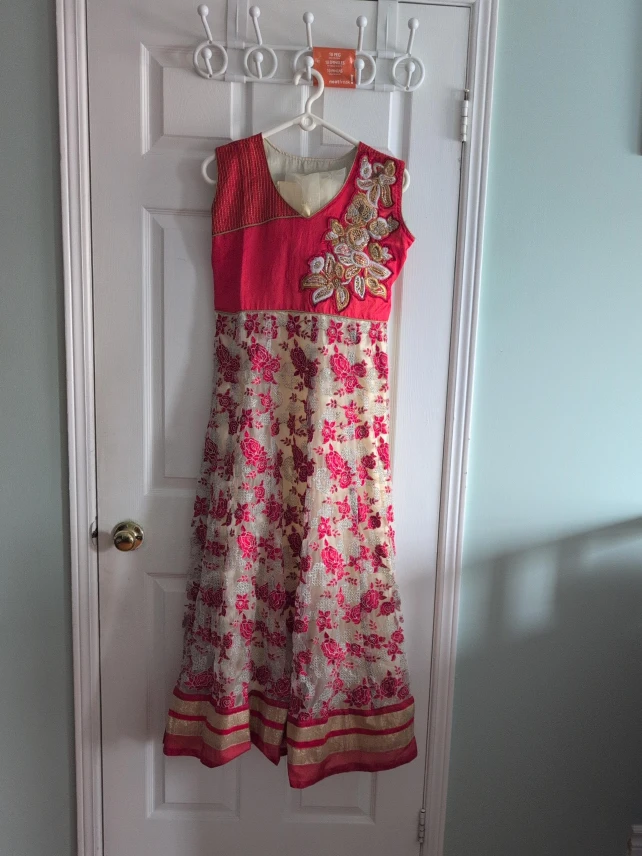 Only top Pink and Cream Floral Anarkali Dress