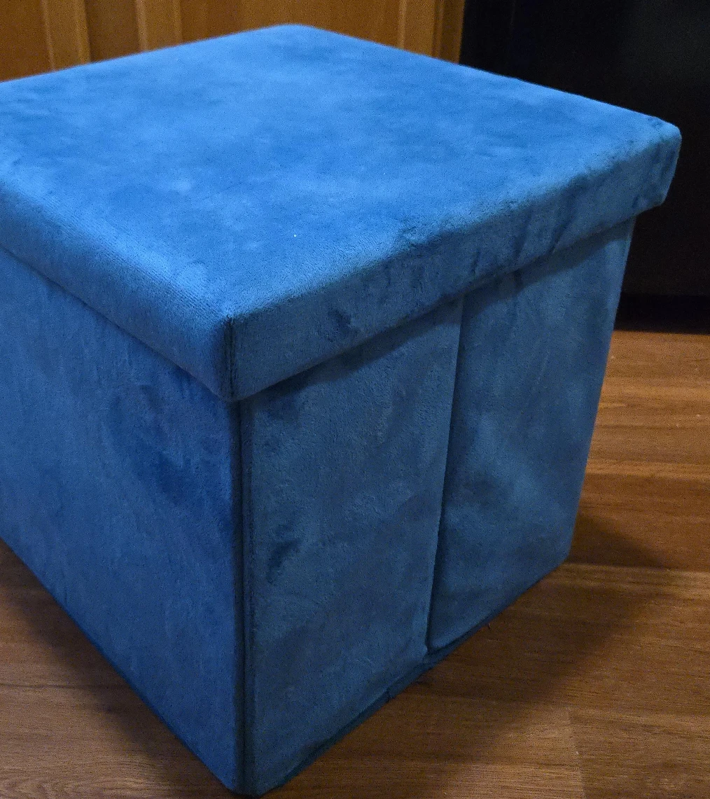 Blue Foldable Storage Ottoman