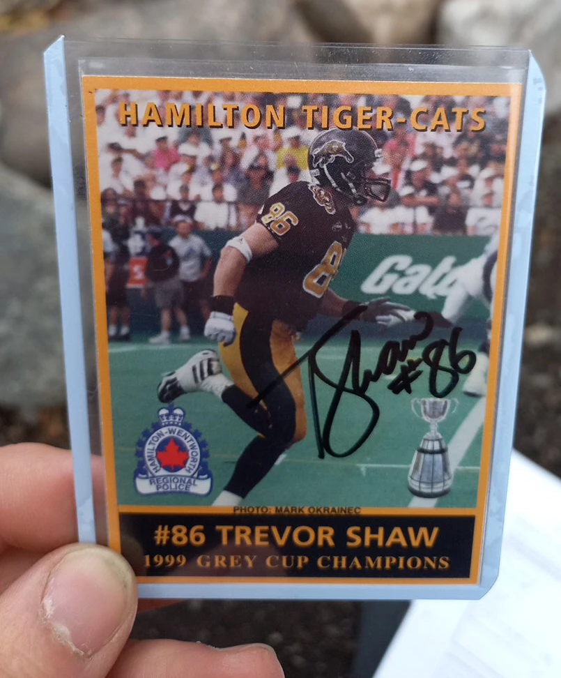 Hamilton Tiger-Cats Trevor Shaw Autographed Card thumbnail