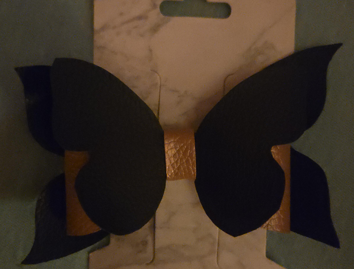 Butterfly Hair Bow - Black & Gold