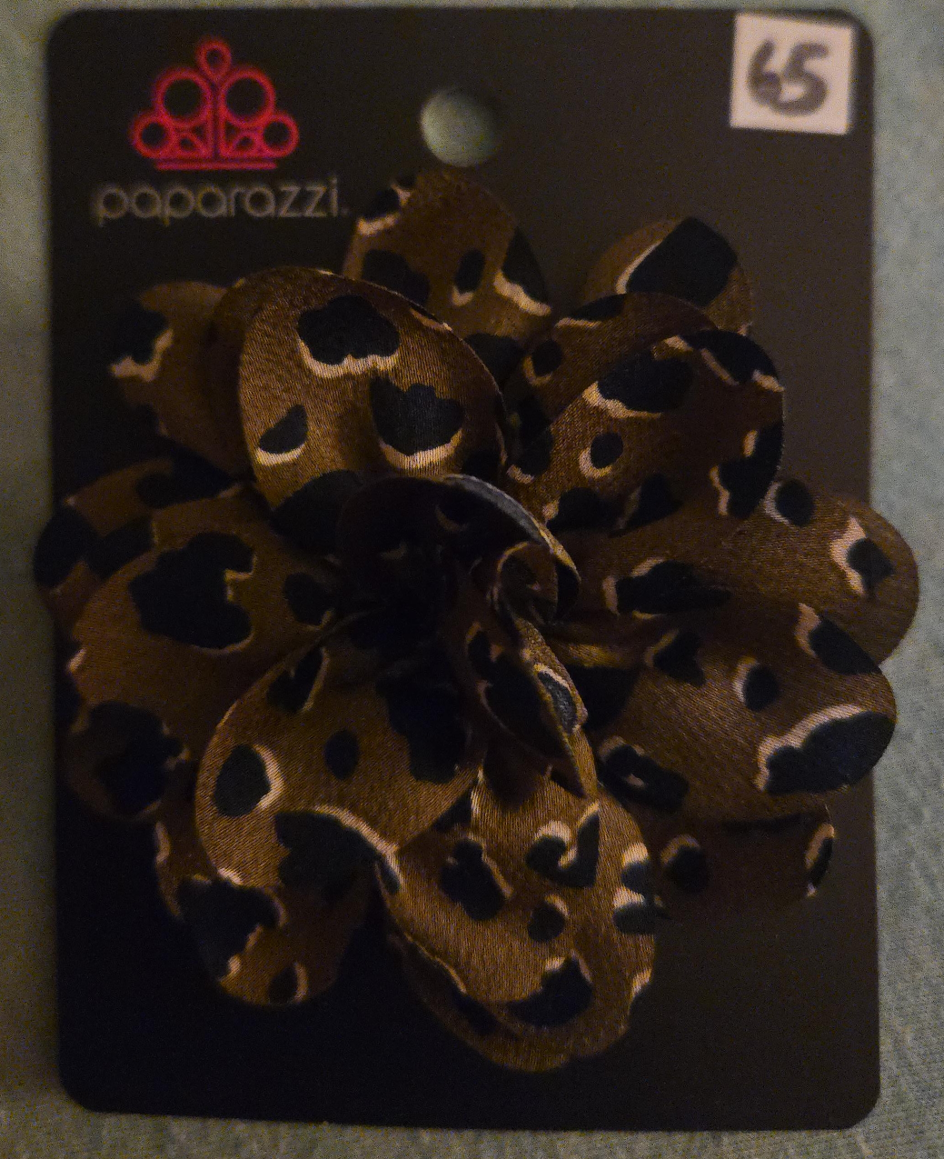 Paparazzi Flower Hair Clip - Brown Leopard Print
