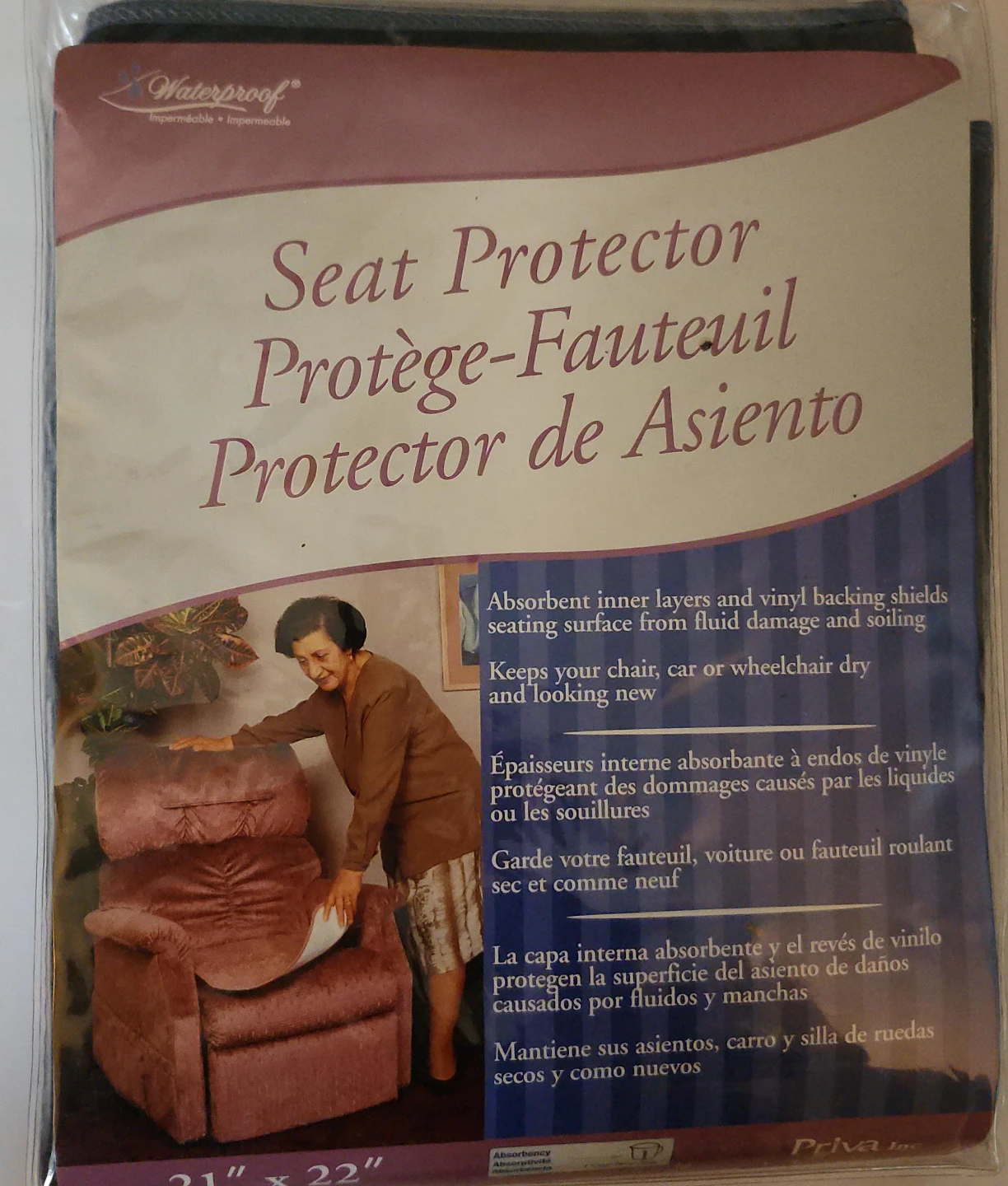 Brand New Priva Waterproof Seat Protector 21" x 22"