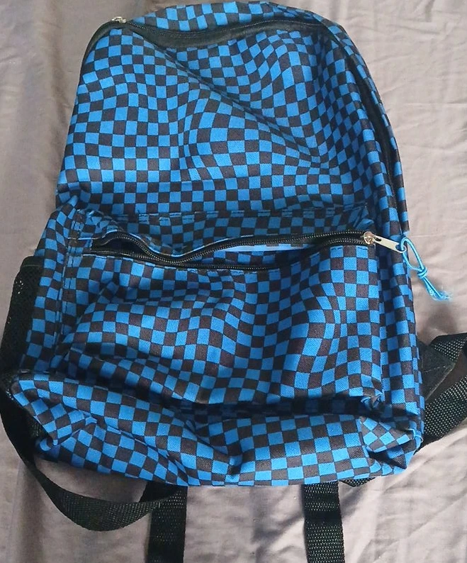 Blue & Black Checkered Backpack thumbnail