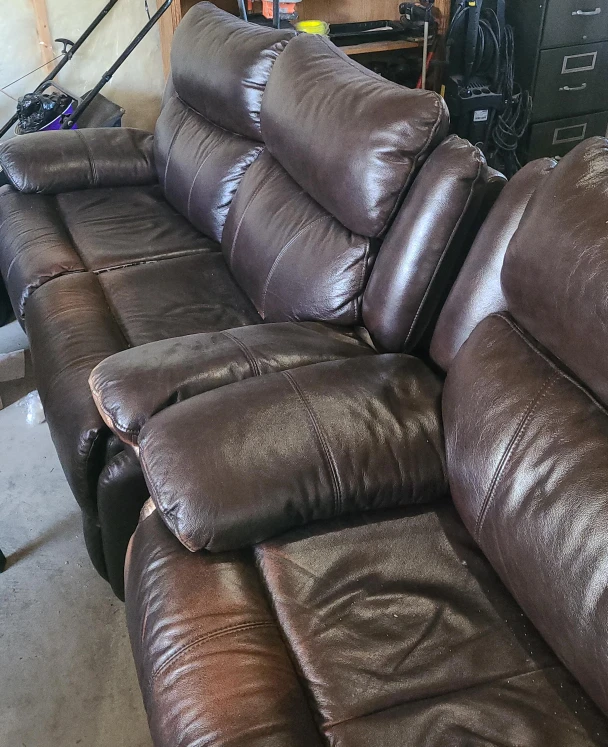 Brown Leather Reclining Sofa