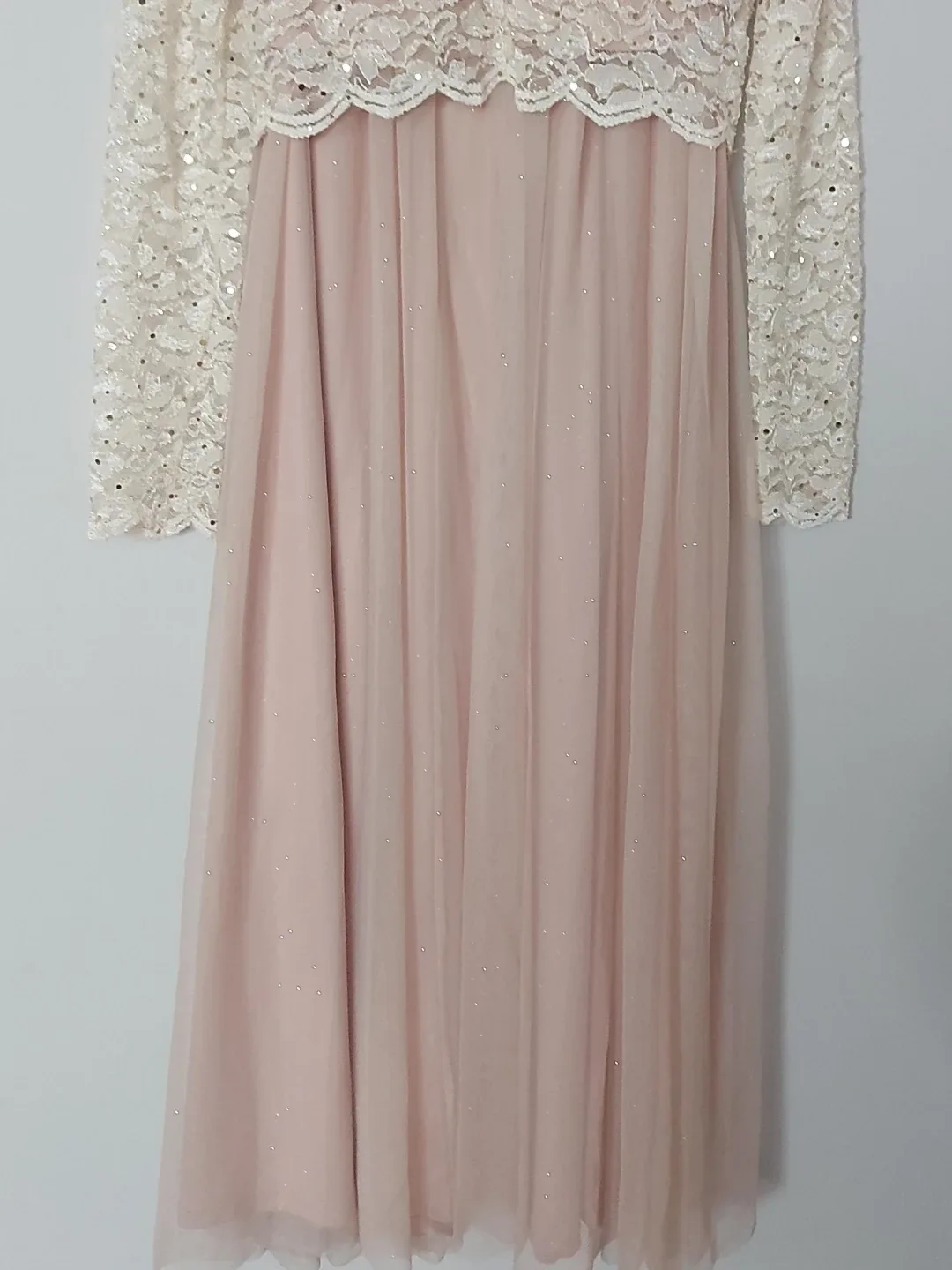 Pink Dress with Lace Sleeves