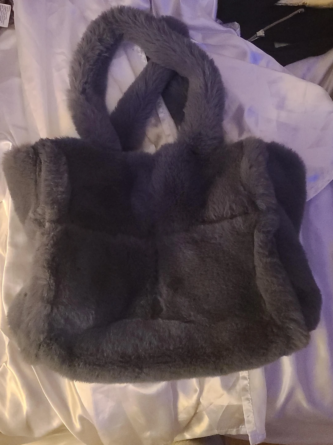 Faux Fur Tote Bag - Grey