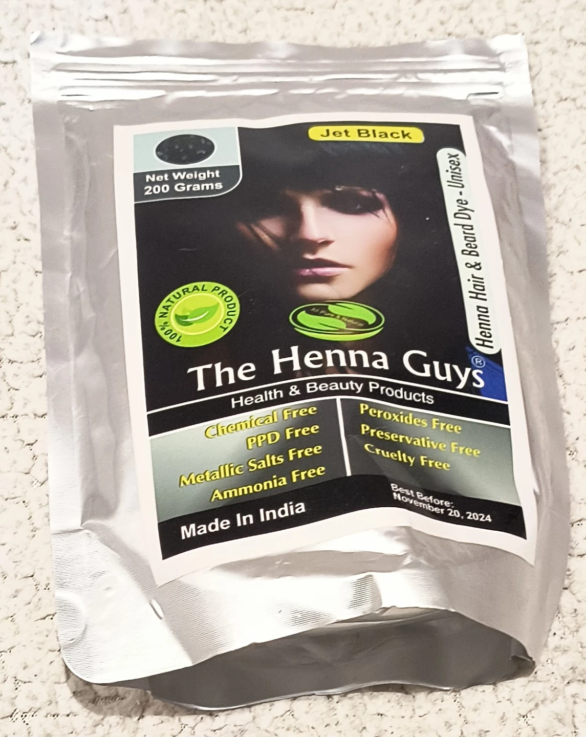 The Henna Guys Jet Black Hair & Beard Dye - Unisex