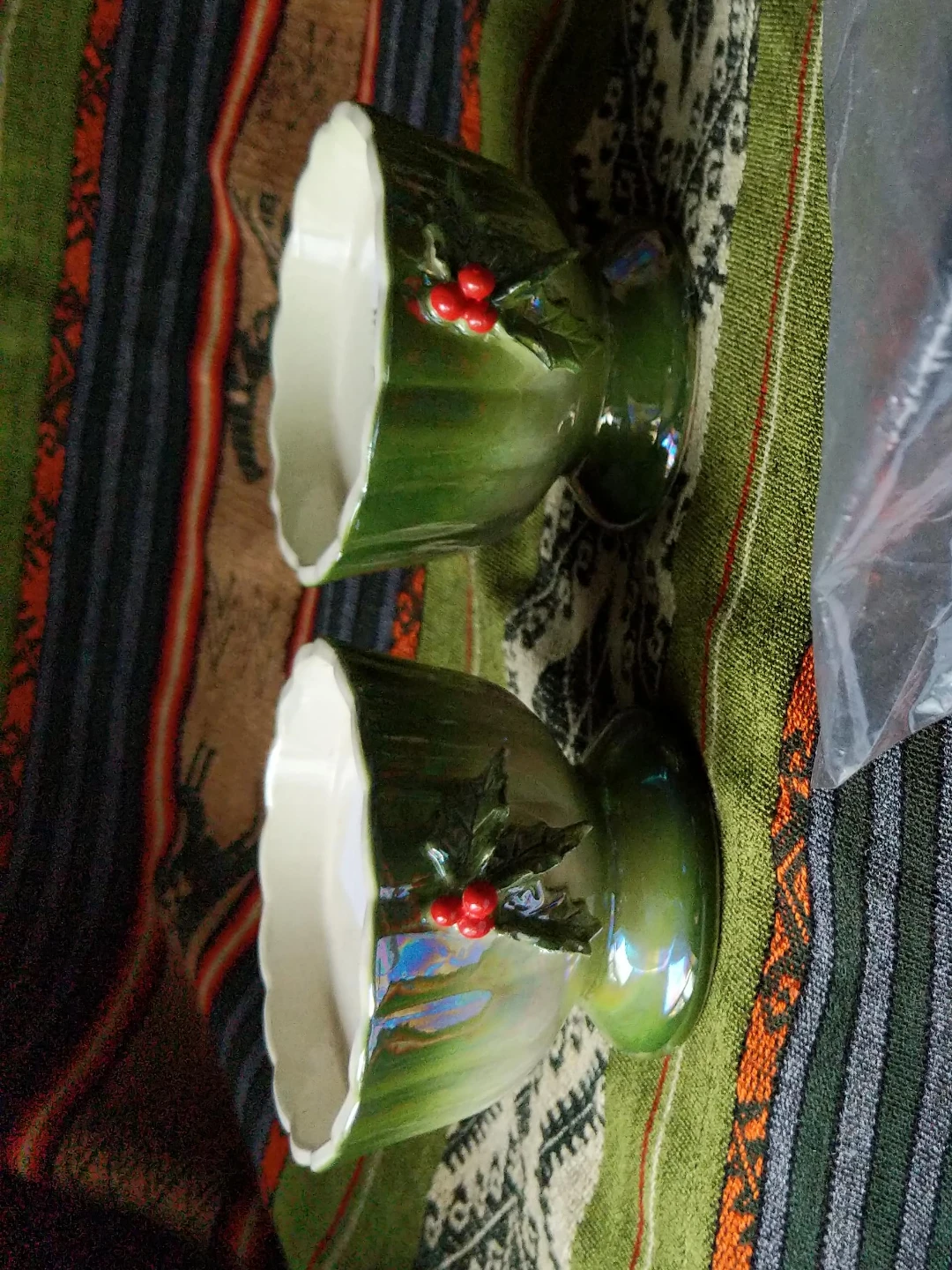 Set of Two Christmas Holly Goblets