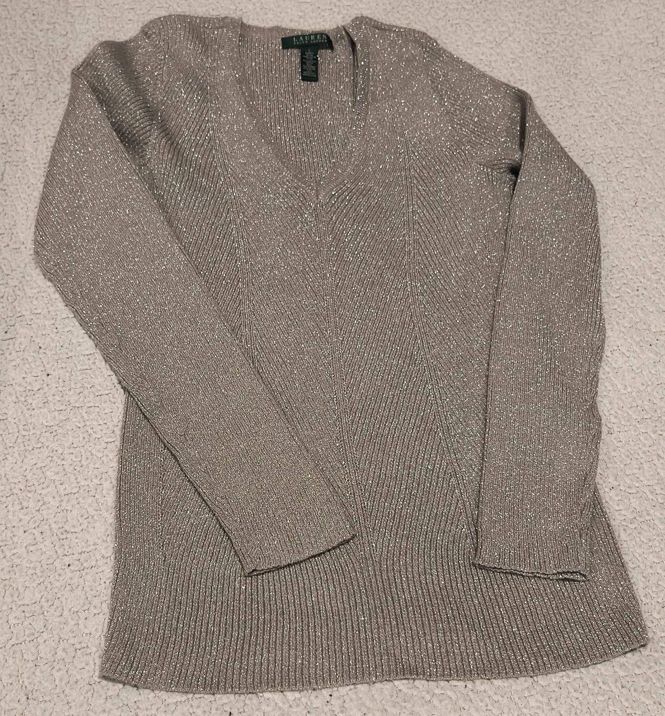 Ralph Lauren Metallic Knit Sweater - Size L image indicator(1)