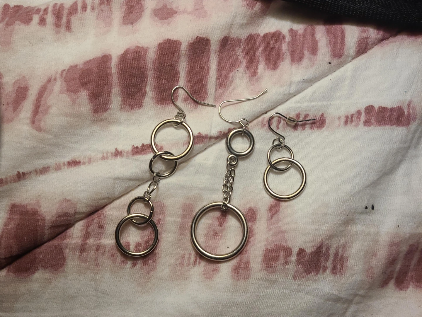 Silver Circle Drop Earrings - Set of 3