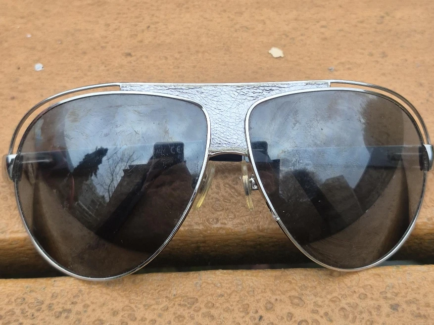 Genuine Dolce & Gabbana Logo Teardrop Leather Sunglasses