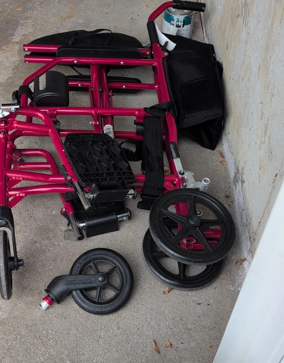Pink Folding Wheelchair
