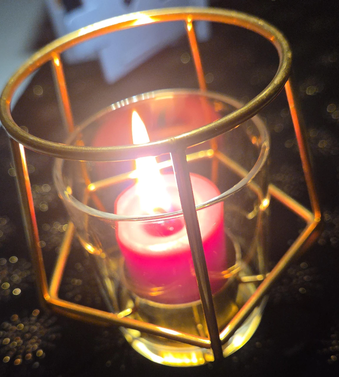 Gold Geometric Candle Holder (Ikea)