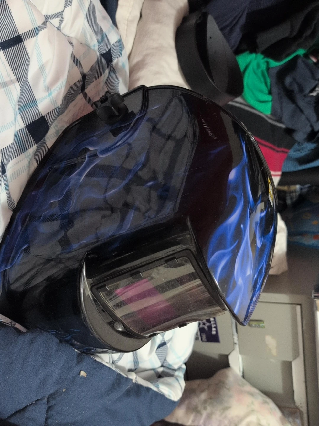 Auto Darkening Welding Helmet with Blue Flames