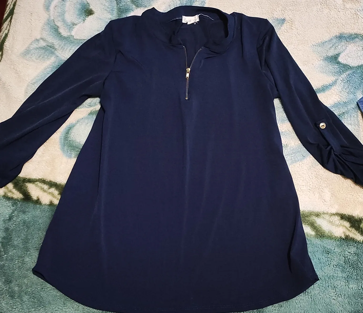 Navy Blue Long Sleeve Blouse