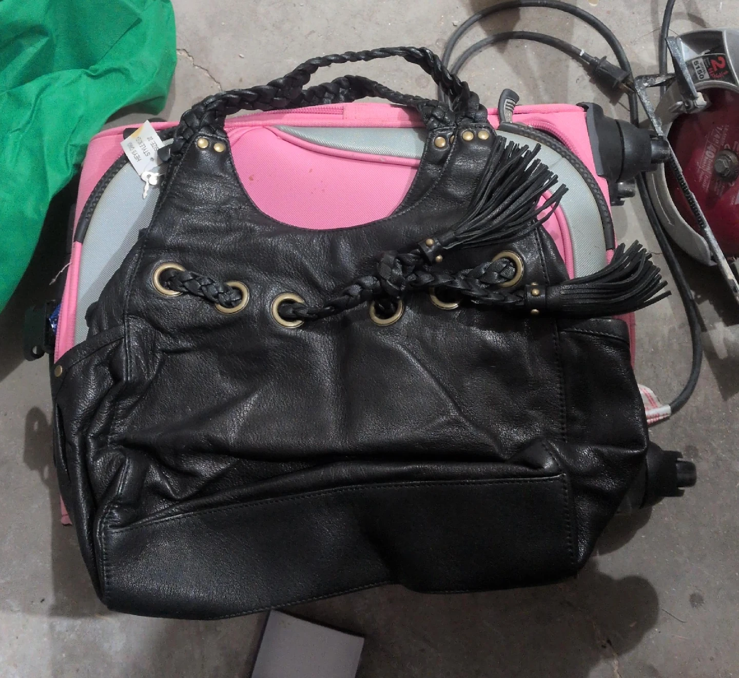 Sondra Roberts Black Leather Hobo Bag