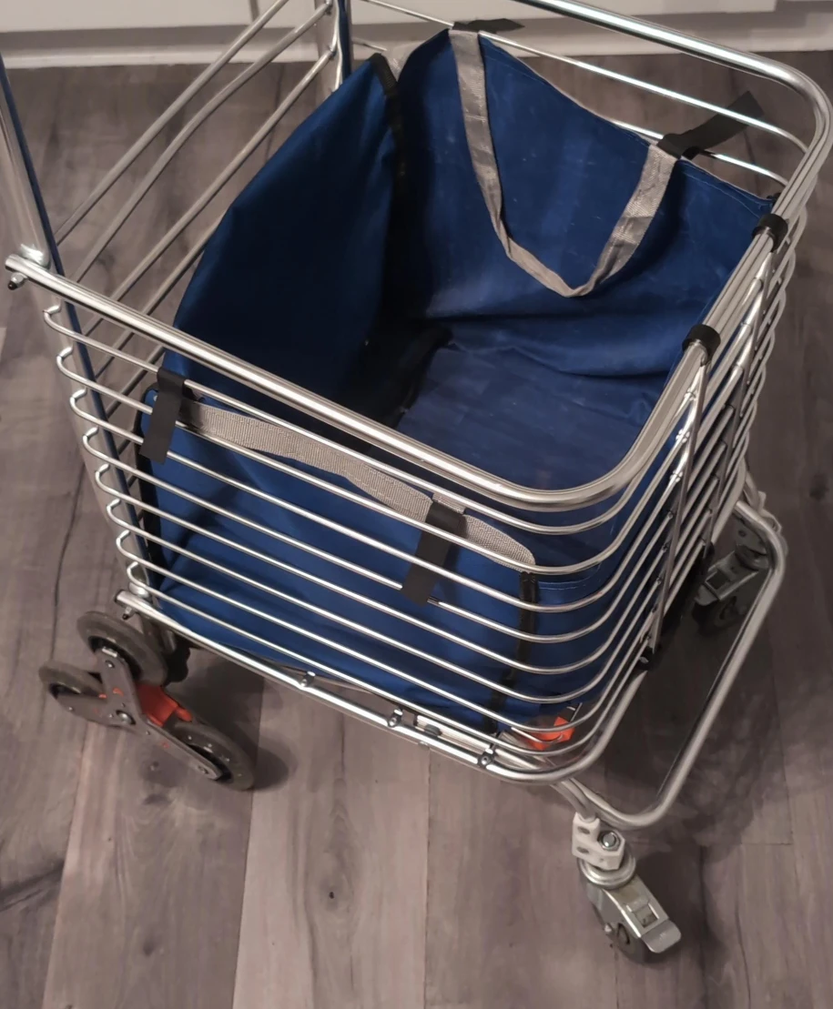 Rolling Shopping Cart with Blue Bag