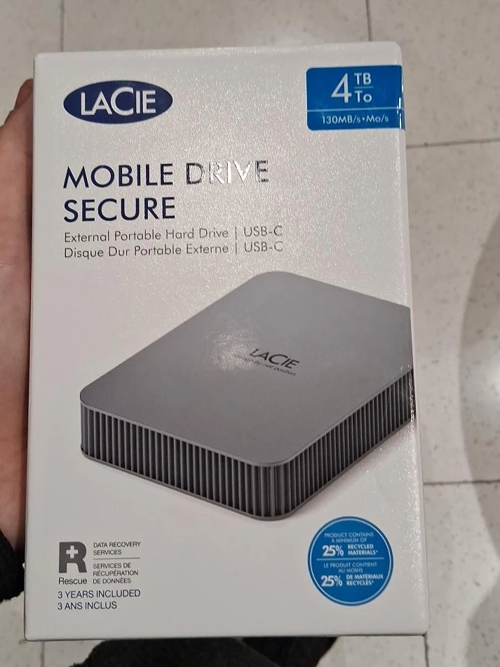 New LaCie Mobile Drive Secure 4TB USB-C