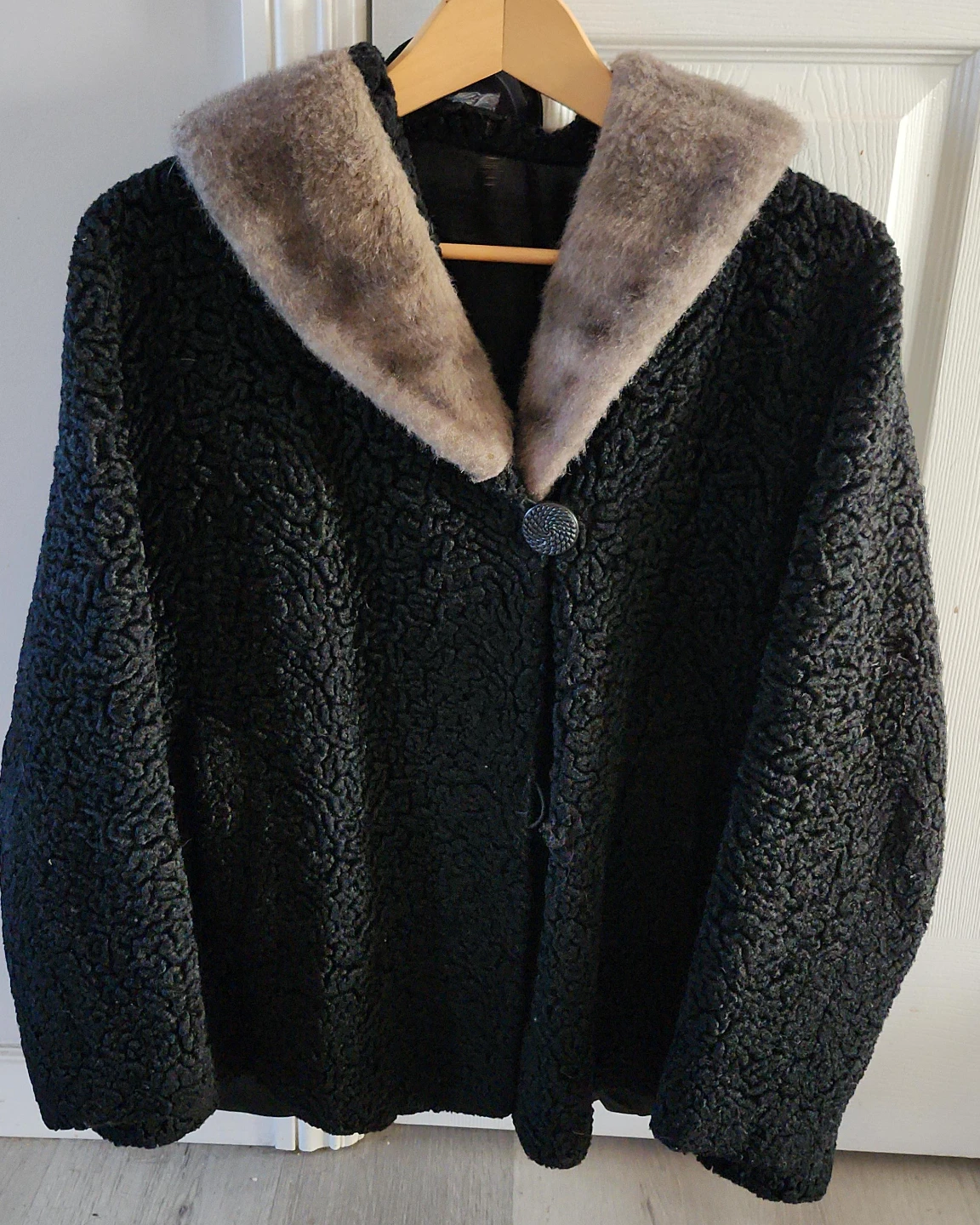 Vintage Black Boucle Wool Coat