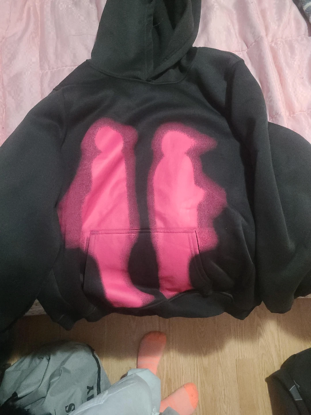 Black Hoodie with Pink Design thumbnail