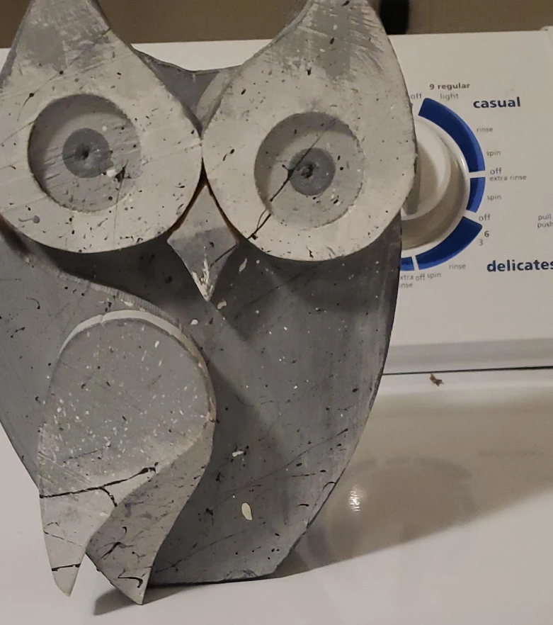 Grey Wooden Owl Decoration