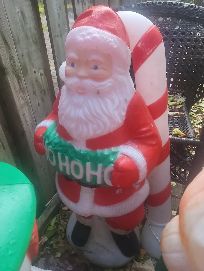 Vintage Santa Blow Mold with Candy Cane