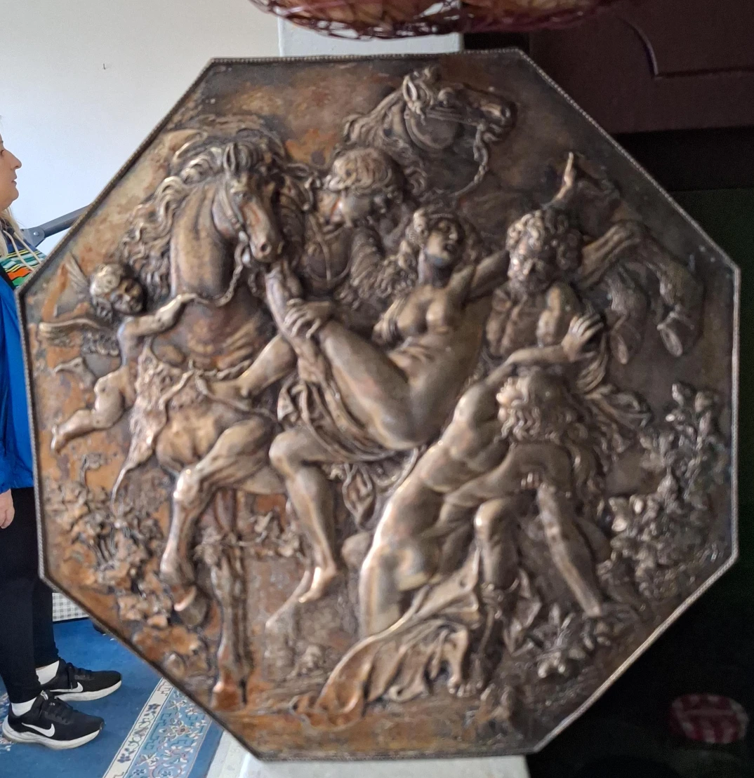 silver plated octagon relief plague