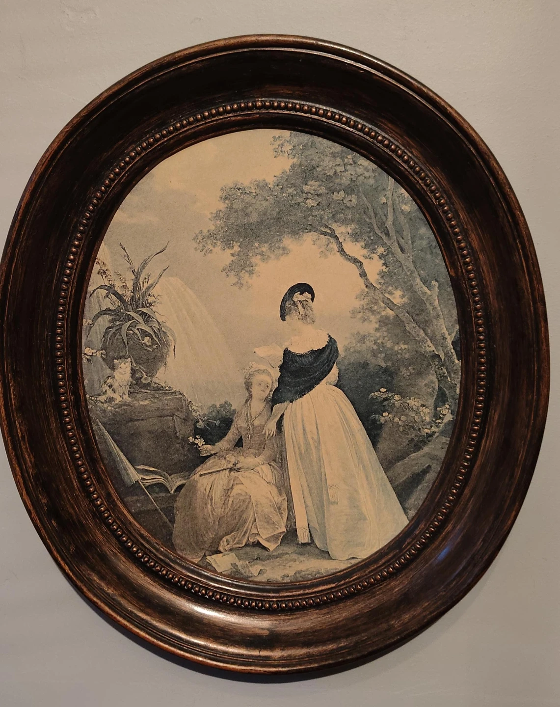 Old framed oval print