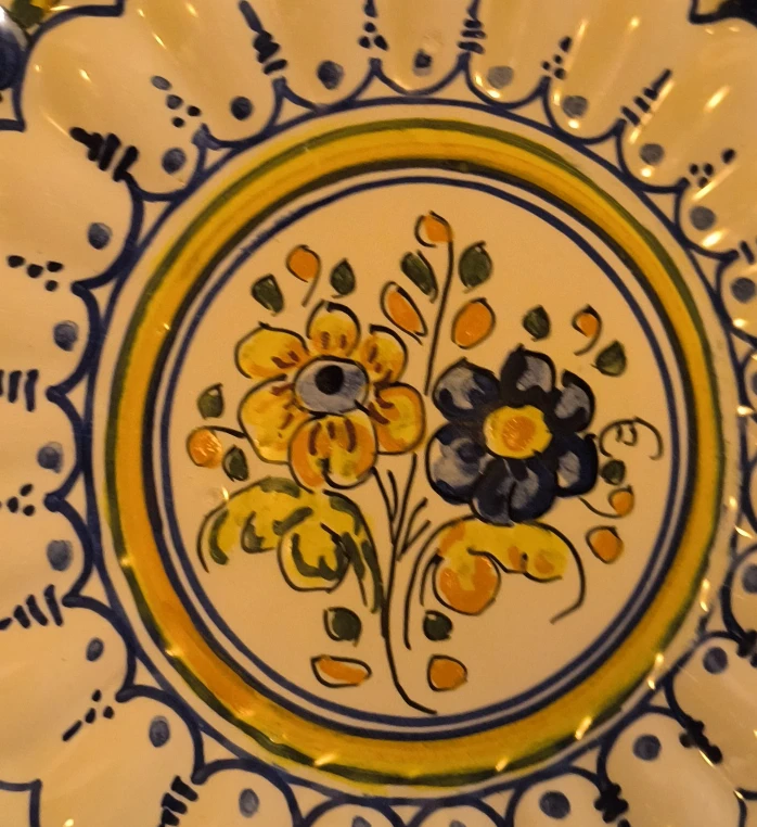 Hand-painted floral ceramic plate