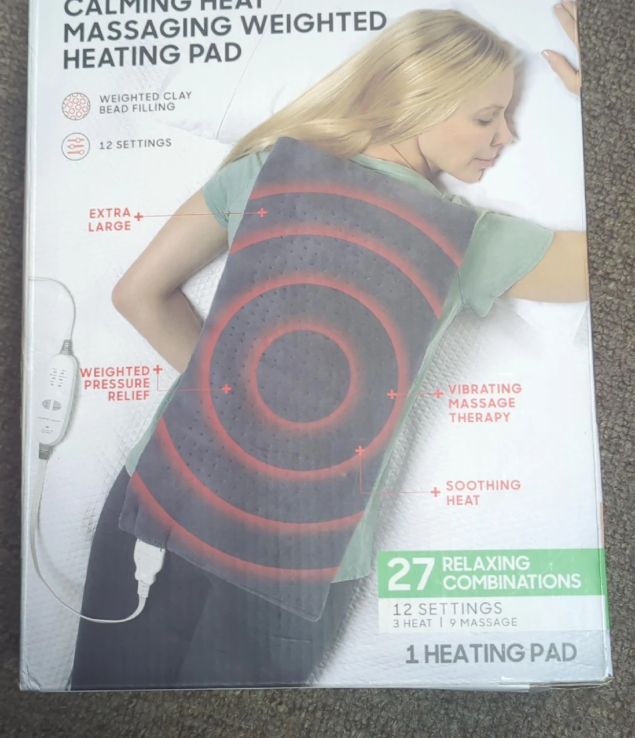 Sharper Image Calming Heat Massaging Weighted Heating Pad