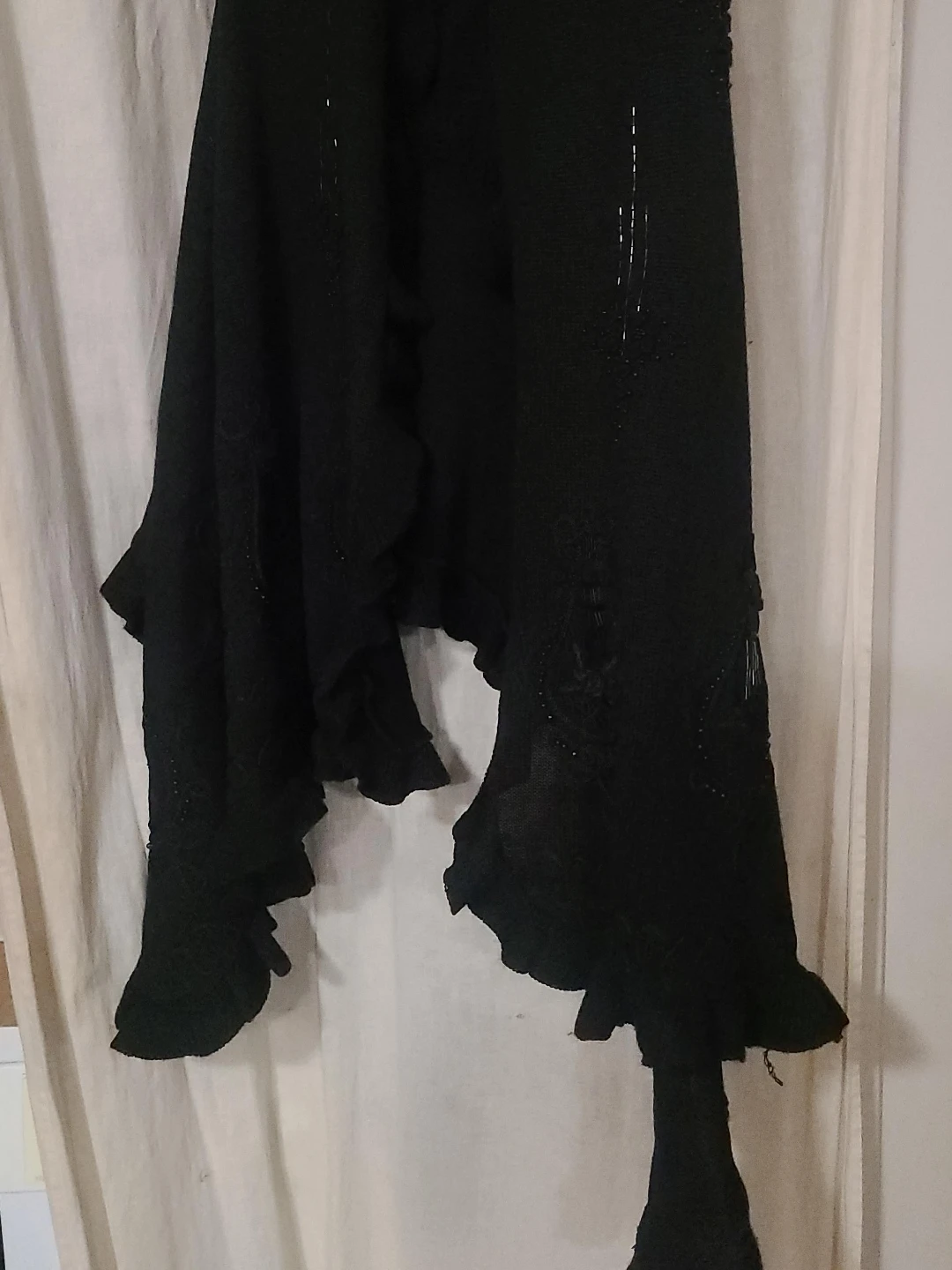 Black Ruffled Shawl