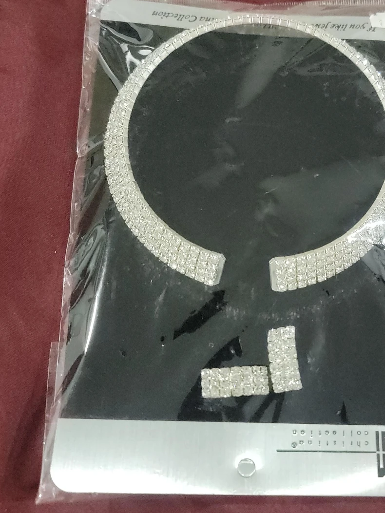 Christina Collection Rhinestone Necklace & Earrings - New