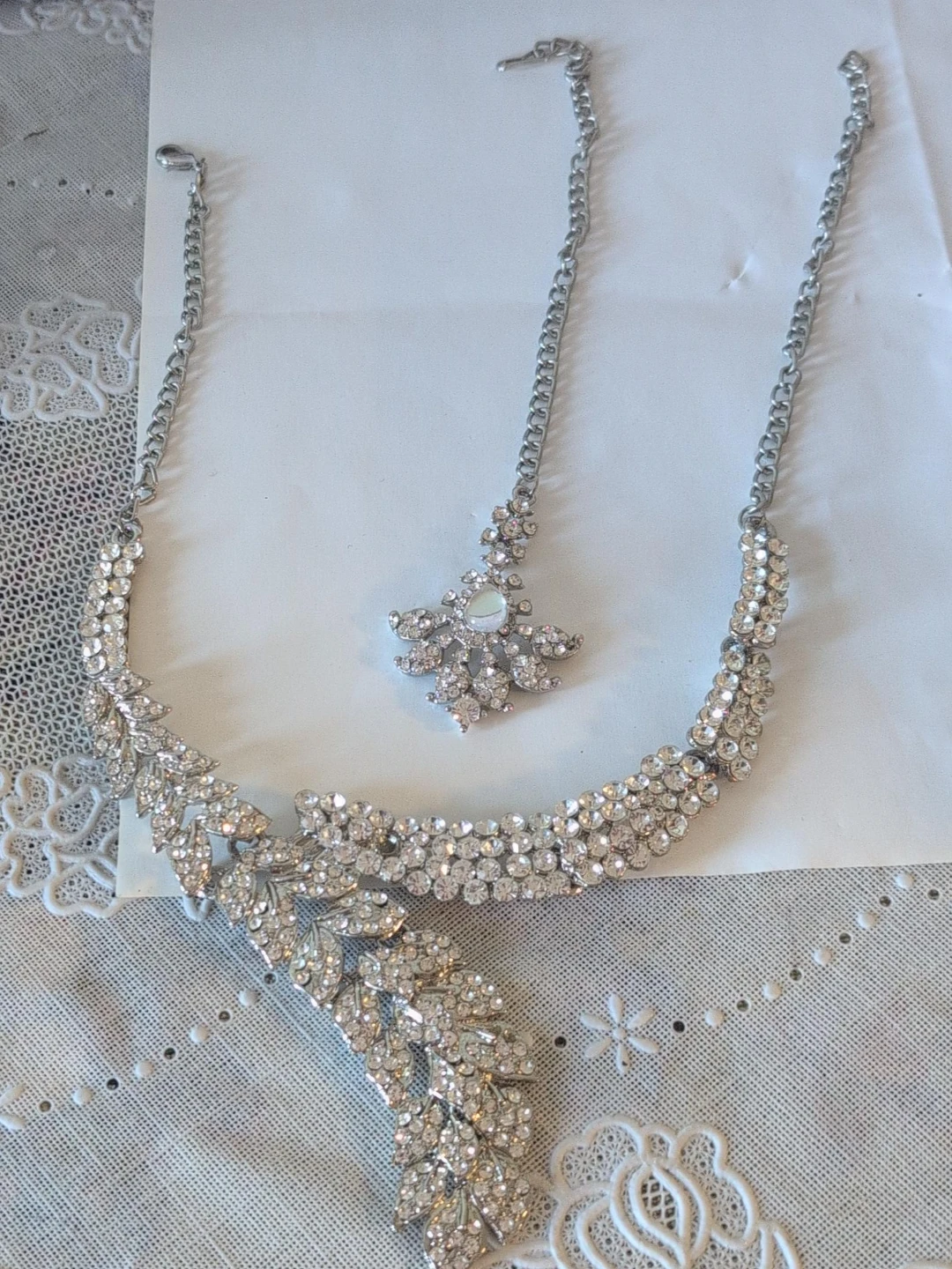 Rhinestone Necklace & Headpiece Set thumbnail