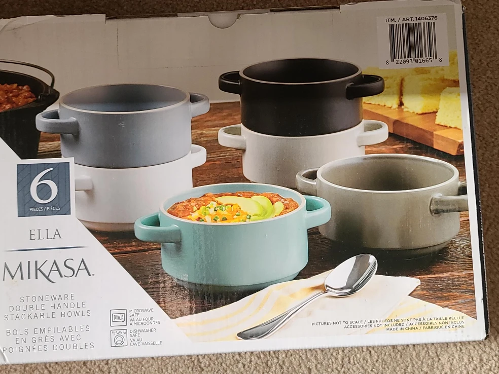 Mikasa Ella Stoneware Stackable Bowls, 6 Piece Set