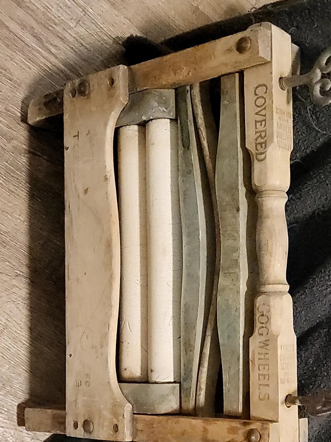 Antique Covered Cog Wheels Clothes Wringer