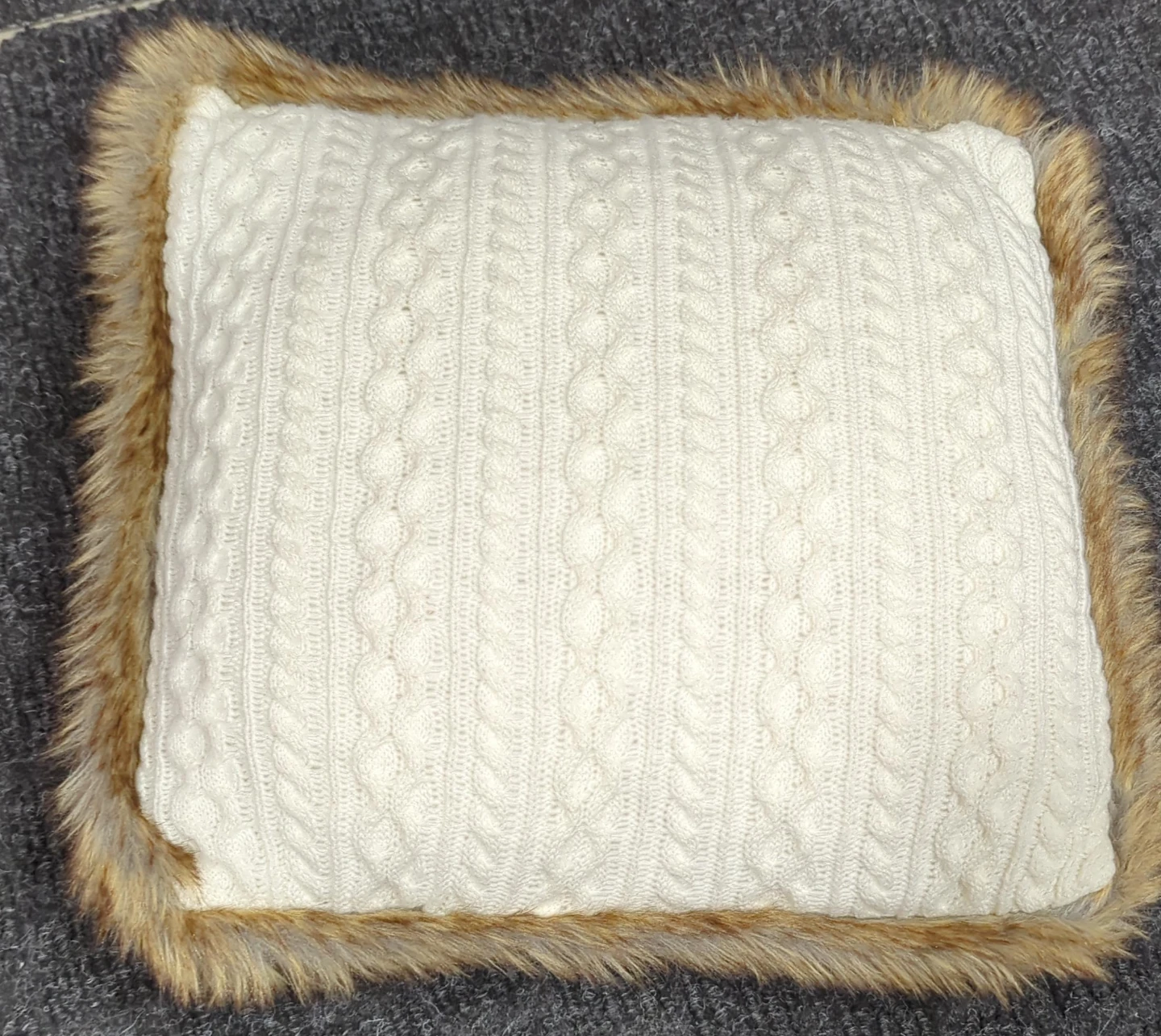 Decorative Pillow with Faux Fur Trim