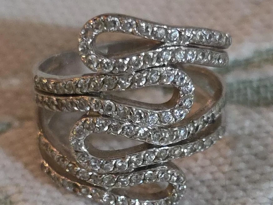 Silver Tone Rhinestone Statement Ring