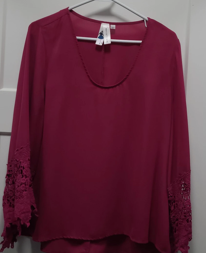 Society Girl Burgundy Blouse