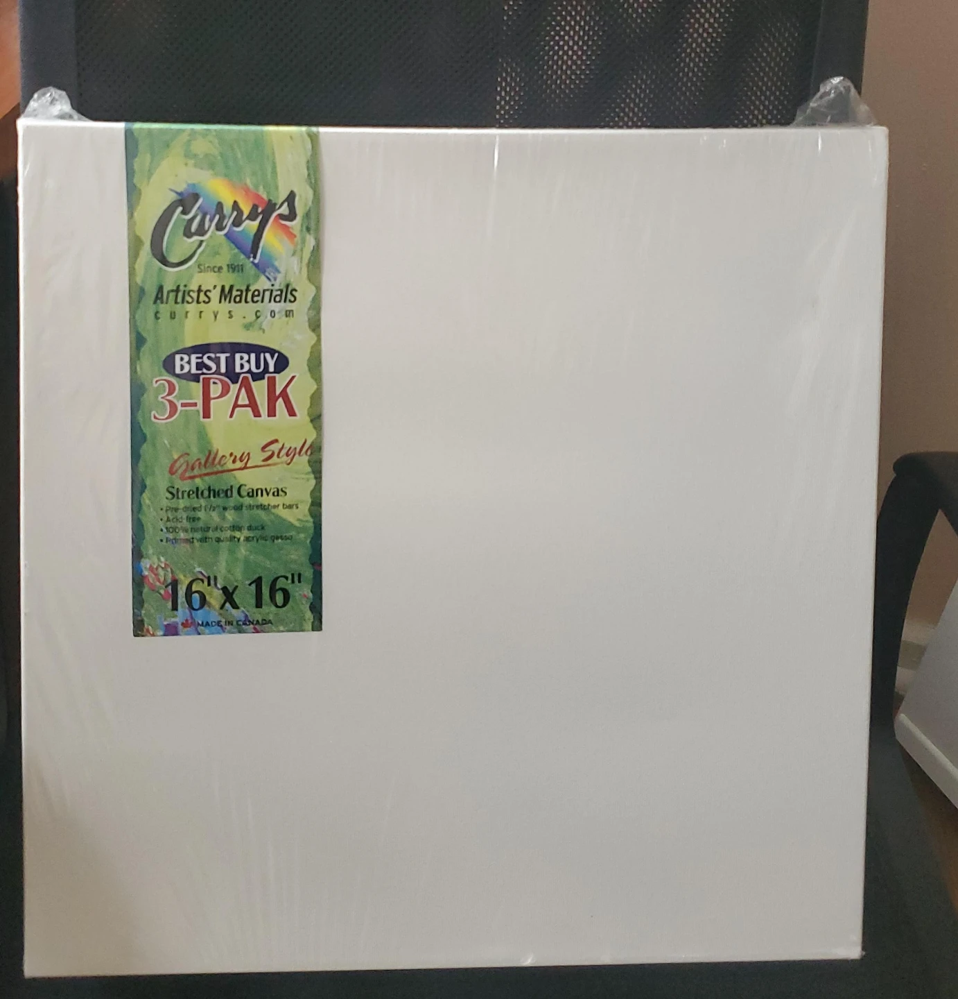 New 3 x Canvases - Curry's 16x16 Gallery Style Stretched Canvas